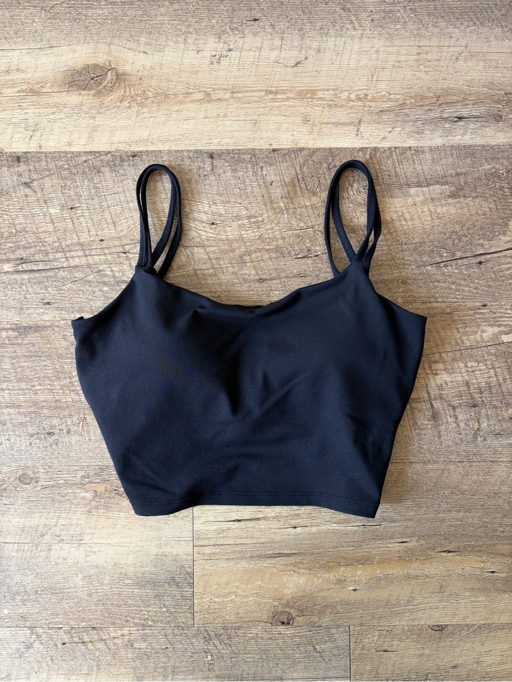 Halara Black Double Straps Cropped Yoga Tank Top - Picture 2 of 8